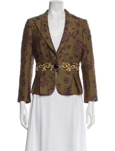 Pre-owned Etro Wool Floral Print Blazer In Neutral