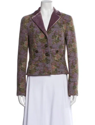Pre-owned Etro Wool Floral Print Blazer In Purple