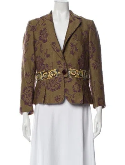 Pre-owned Etro Wool Floral Print Blazer In Purple