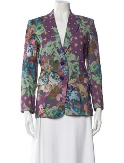 Pre-owned Etro Wool Floral Print Blazer In Purple