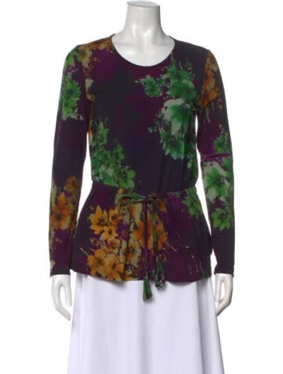 Pre-owned Etro Wool Floral Print Blouse In Black