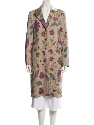 Pre-owned Etro Wool Floral Print Coat In Neutral