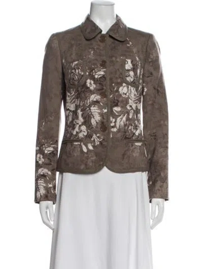 Pre-owned Etro Wool Floral Print Jacket In Brown