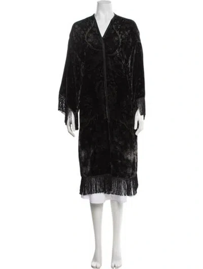 Pre-owned Etro Wool Floral Print Robe In Black