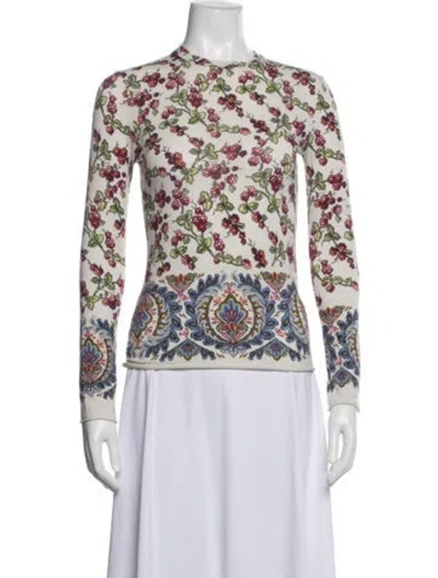 Pre-owned Etro Wool Floral Print Sweater In Blue