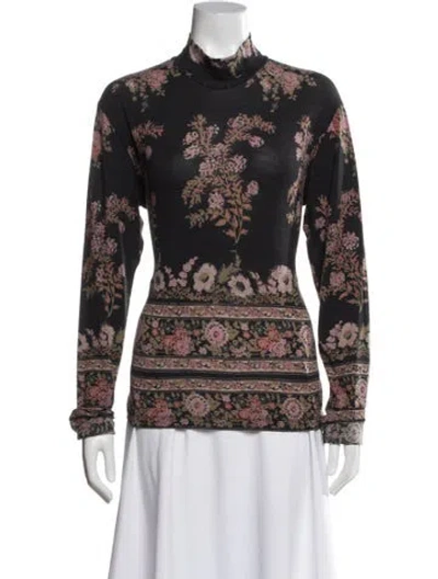 Pre-owned Etro Wool Floral Print Top In Multi