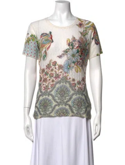Pre-owned Etro Wool Floral Print Top In Neutrals