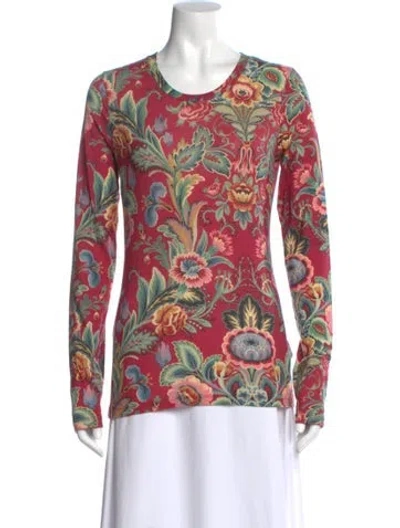 Pre-owned Etro Wool Floral Print Top In Pink