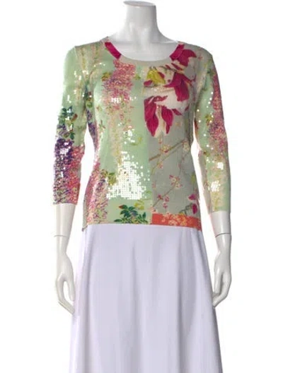 Pre-owned Etro Wool Floral Print Top In White