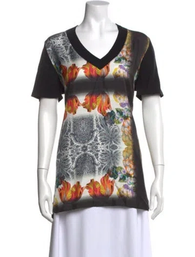Pre-owned Etro Wool Floral Print T-shirt In Black