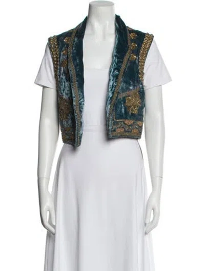 Pre-owned Etro Wool Floral Print Vest In Blue