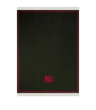 Etro Wool Fringed Boyd Throw In Gray