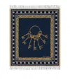 Etro Wool Fringed Herald Keys Throw In Blue