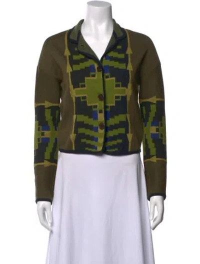 Pre-owned Etro Wool Graphic Print Sweater In Green