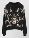 Etro Wool High-collar Patterned Sweater In Black