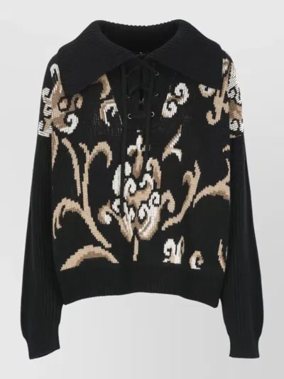 ETRO WOOL HIGH-COLLAR PATTERNED SWEATER