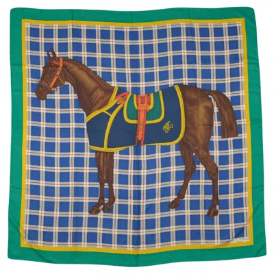 Pre-owned Etro Wool Horse Multicolor Shawl In Gray