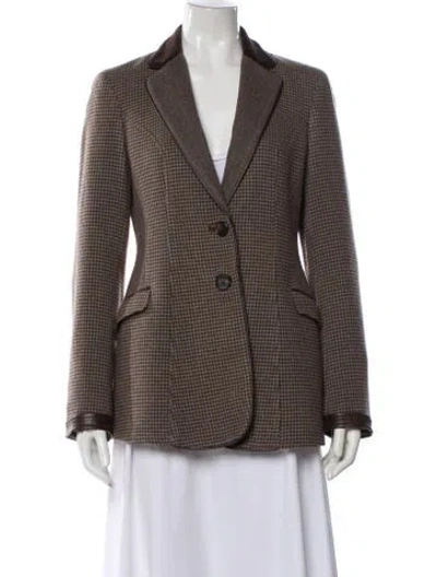 Pre-owned Etro Wool Houndstooth Print Blazer In Brown