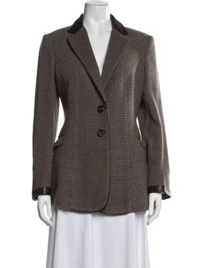 Pre-owned Etro Wool Houndstooth Print Blazer In Brown