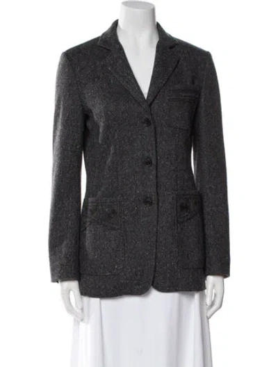 Pre-owned Etro Wool Houndstooth Print Blazer In Gray