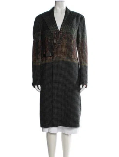 Pre-owned Etro Wool Houndstooth Print Coat In Multi