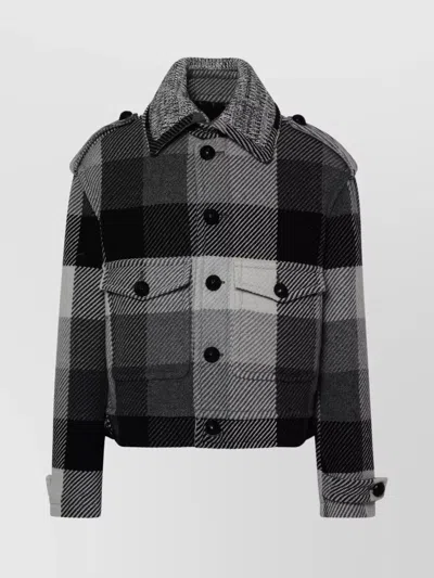 Etro Wool Jacket With Cuffed Sleeves And Plaid Pattern