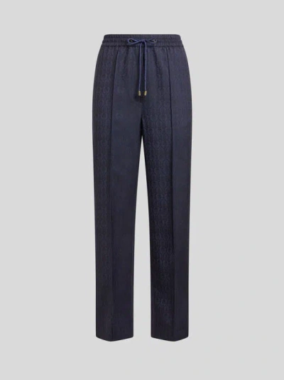 ETRO , WOOL JACQUARD JOGGING TROUSERS, WOMAN, BLUE, SIZE 50