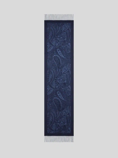 Etro Paisley Jacquard Scarf In Blue