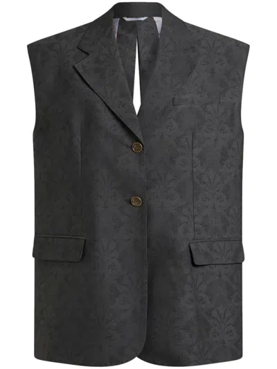 Etro Wool Jacquard Waistcoat In Black