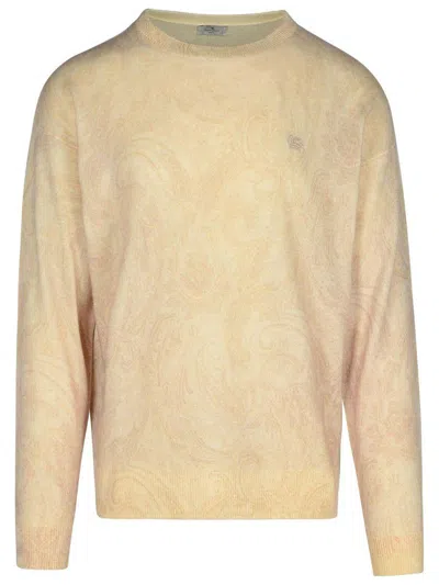 Etro 'paisley' Ivory Wool Sweater Men In Beige