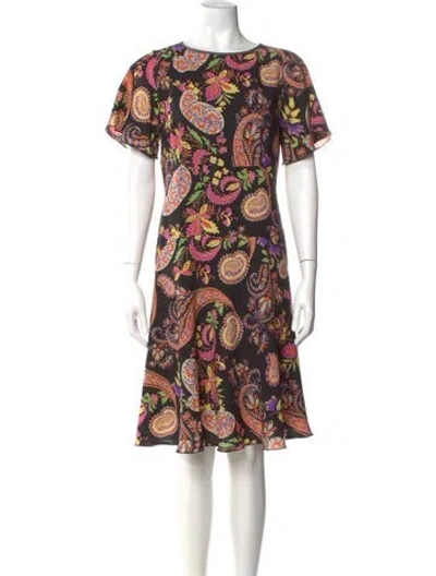 Pre-owned Etro Wool Knee-length Dress In Black