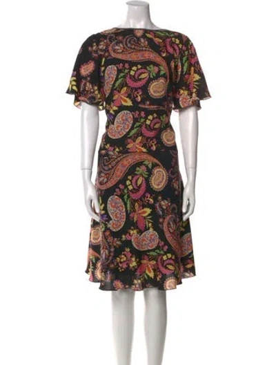 Pre-owned Etro Wool Knee-length Dress In Black