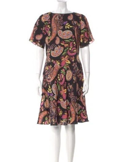 Pre-owned Etro Wool Knee-length Dress In Black