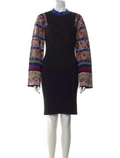 Pre-owned Etro Wool Knee-length Dress In Black