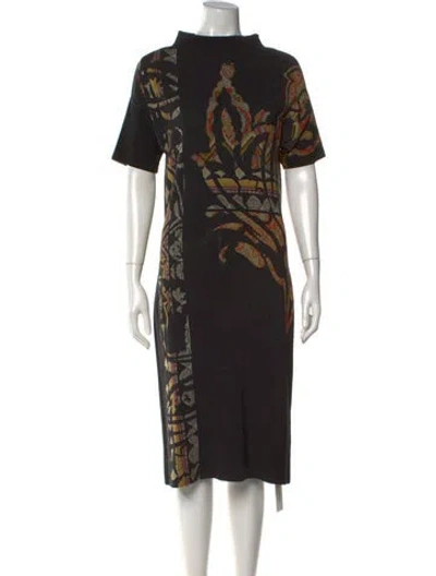 Pre-owned Etro Wool Knee-length Dress In Black