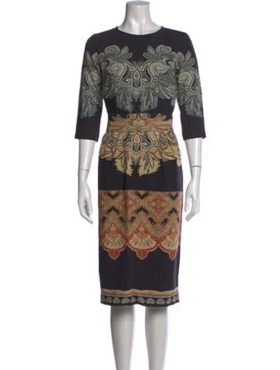 Pre-owned Etro Wool Knee-length Dress In Black