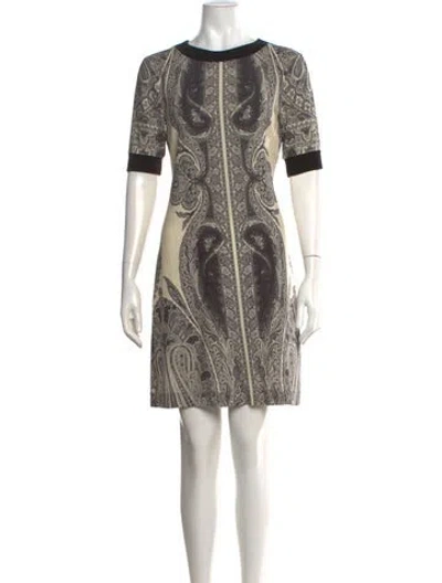 Pre-owned Etro Wool Knee-length Dress In Black/white