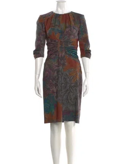 Pre-owned Etro Wool Knee-length Dress In Blue