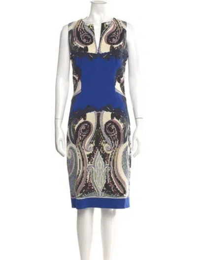 Pre-owned Etro Wool Knee-length Dress In Blue