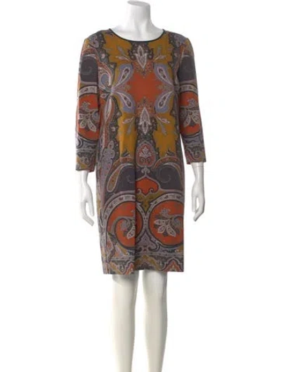 Pre-owned Etro Wool Knee-length Dress In Brown