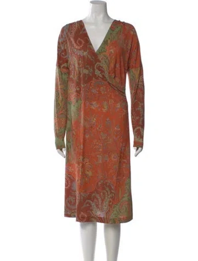 Pre-owned Etro Wool Knee-length Dress In Brown