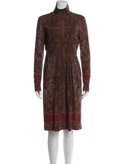 Pre-owned Etro Wool Knee-length Dress In Brown