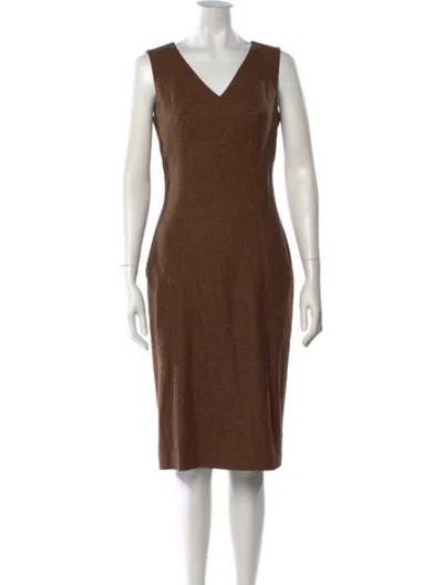 Pre-owned Etro Wool Knee-length Dress In Brown