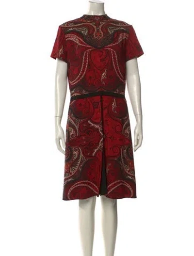 Pre-owned Etro Wool Knee-length Dress In Burgundy