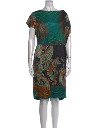 Pre-owned Etro Wool Knee-length Dress In Green
