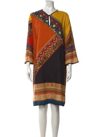 Pre-owned Etro Wool Knee-length Dress In Multi