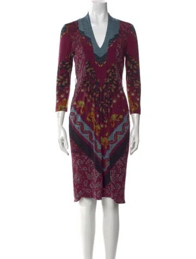 Pre-owned Etro Wool Knee-length Dress In Purple