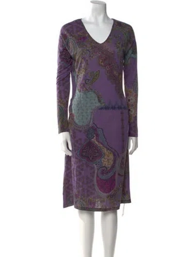 Pre-owned Etro Wool Knee-length Dress In Purple