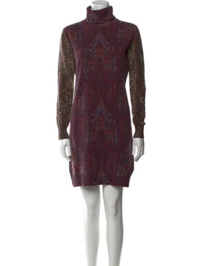 Pre-owned Etro Wool Knee-length Dress In Purple