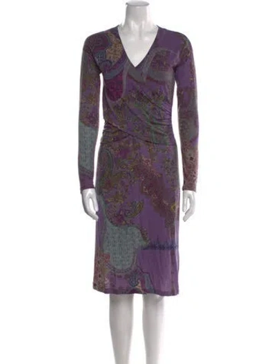 Pre-owned Etro Wool Knee-length Dress In Purple